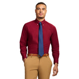 ALL OVER STRETCH BUTTON DOWN DRESS SHIRT - BIKING RED