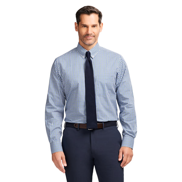 ALL OVER STRETCH BUTTON DOWN DRESS SHIRT - BAYBERRY