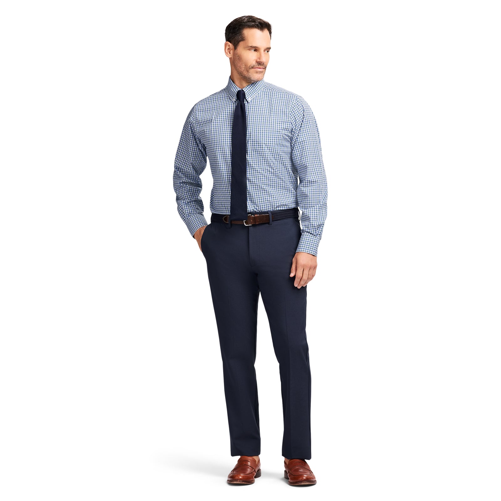 All Over Stretch Button Down Dress Shirt - Bayberry – IZOD
