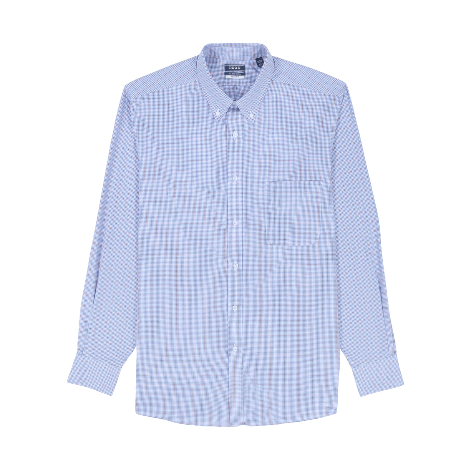 All-over Stretch L/s Plaid Button-down Dress Shirt - Izod Sportswear