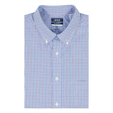 ALL-OVER STRETCH L/S PLAID BUTTON-DOWN DRESS SHIRT - SODALITE BLUE