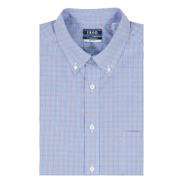All-over Stretch L/s Plaid Button-down Dress Shirt - Izod Sportswear