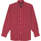 ALL OVER STRETCH TARTAN BUTTON DOWN DRESS SHIRT - REAL RED
