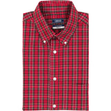 ALL-OVER STRETCH L/S TARTAN BUTTON-DOWN DRESS SHIRT - REAL RED