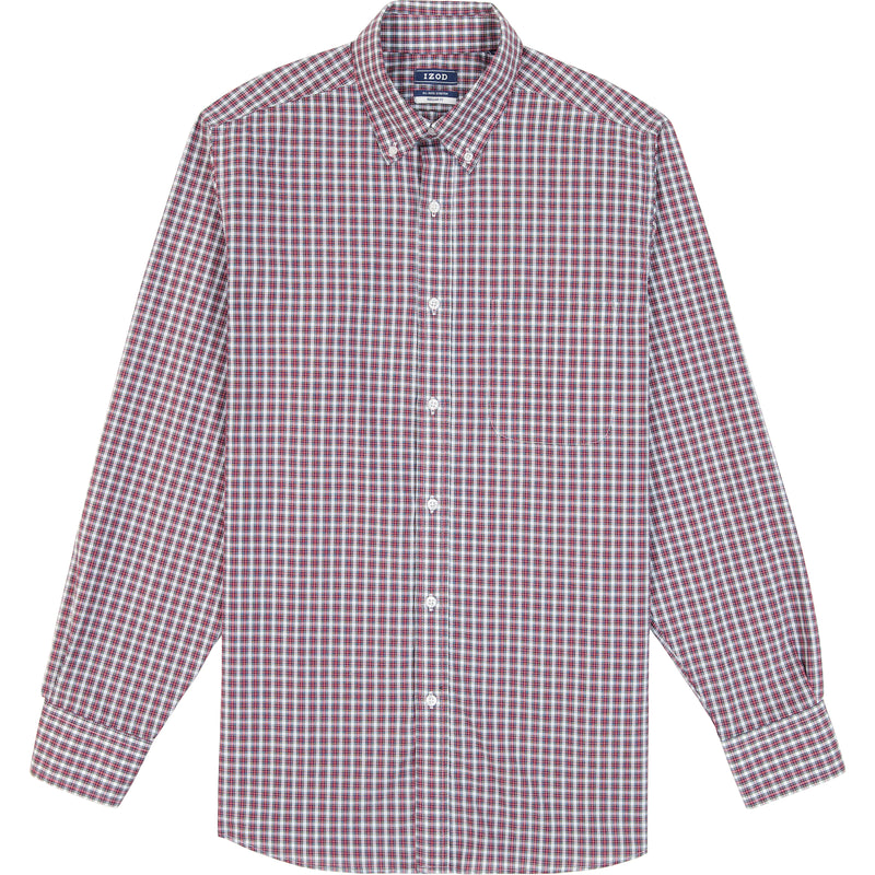 ALL OVER STRETCH TARTAN BUTTON DOWN DRESS SHIRT - JESTER RED