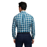 ALL OVER STRETCH TARTAN BUTTON DOWN DRESS SHIRT - EVERGREEN