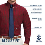 ALL OVER STRETCH TARTAN BUTTON DOWN DRESS SHIRT - MEDIEVAL BLUE