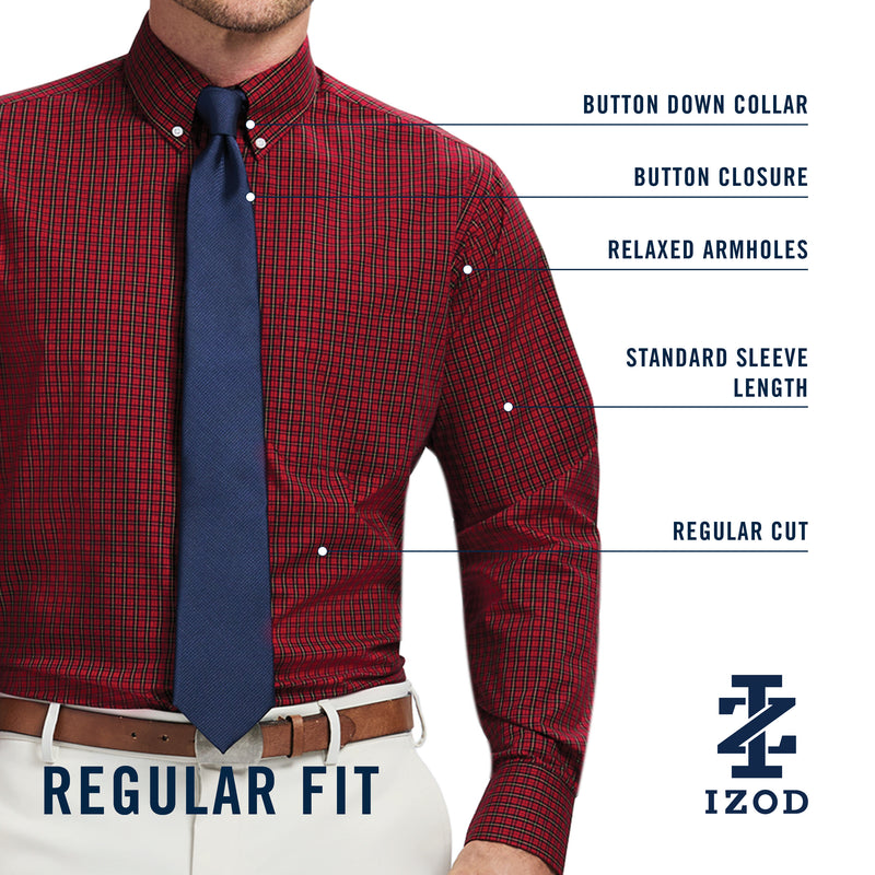 ALL OVER STRETCH TARTAN BUTTON DOWN DRESS SHIRT - MEDIEVAL BLUE