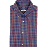ALL-OVER STRETCH L/S TARTAN DRESS SHIRT - MEDIEVAL BLUE