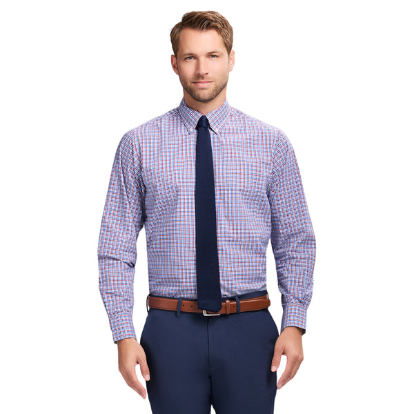 ALL OVER STRETCH BUTTON DOWN DRESS SHIRT - BIKING RED