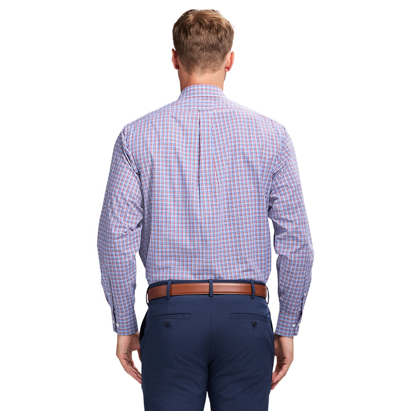 ALL OVER STRETCH BUTTON DOWN DRESS SHIRT - BIKING RED