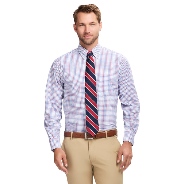 ALL OVER STRETCH BUTTON DOWN DRESS SHIRT - CHILLI PEPPER