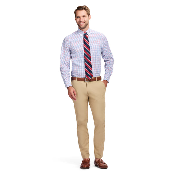 ALL OVER STRETCH BUTTON DOWN DRESS SHIRT - CHILLI PEPPER