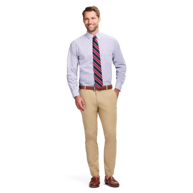 ALL OVER STRETCH BUTTON DOWN DRESS SHIRT - CHILLI PEPPER