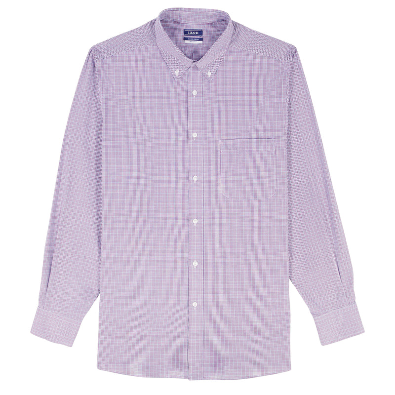 All-over Stretch L/s Plaid Button-down Dress Shirt - Izod Sportswear - Imperial Purple All-over Stretch L/s Plaid Button-down Dress Shirt - Izod Sportswear - Imperial Purple