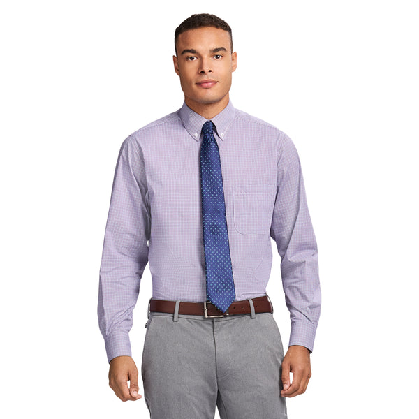 purple dress up shirt VKWEAR Men's Classic Fit Long Sleeve Wrinkle Resistant Button Down Premium Dress Shirt (Purple,M), Size: Medium