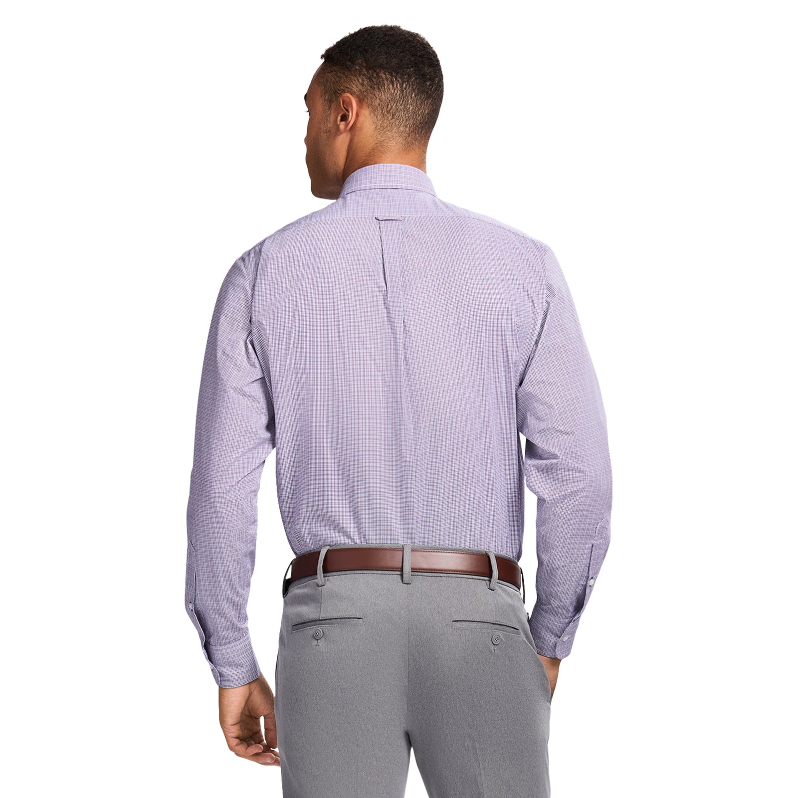All-over Stretch L/s Plaid Button-down Dress Shirt - Izod Sportswear - Imperial Purple All-over Stretch L/s Plaid Button-down Dress Shirt - Izod Sportswear - Imperial Purple