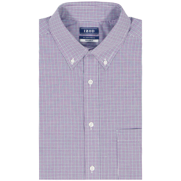 All-over Stretch Plaid Button-down Dress Shirt - Izod Sportswear