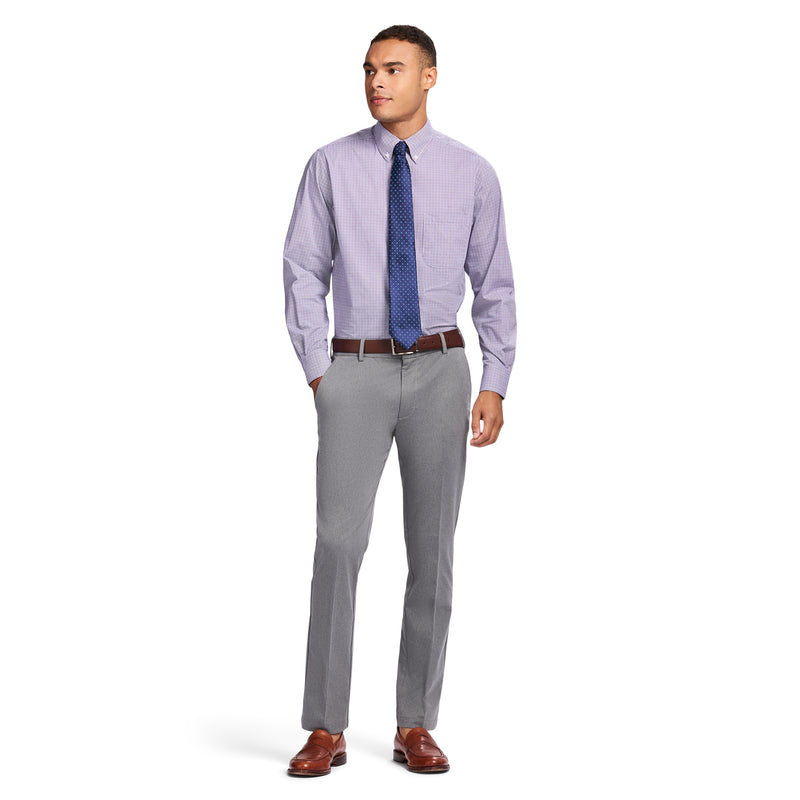 men's lavender dress shirt All-over Stretch L/s Plaid Button-down Dress Shirt - Izod Sportswear