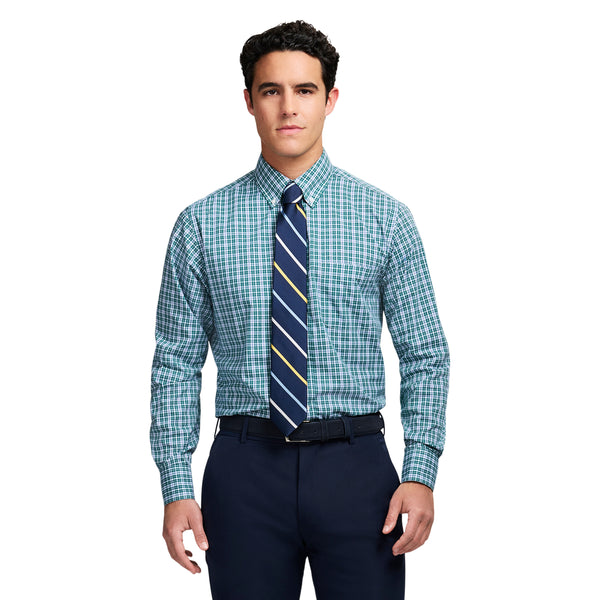 ALL OVER STRETCH BUTTON DOWN DRESS SHIRT - BAYBERRY