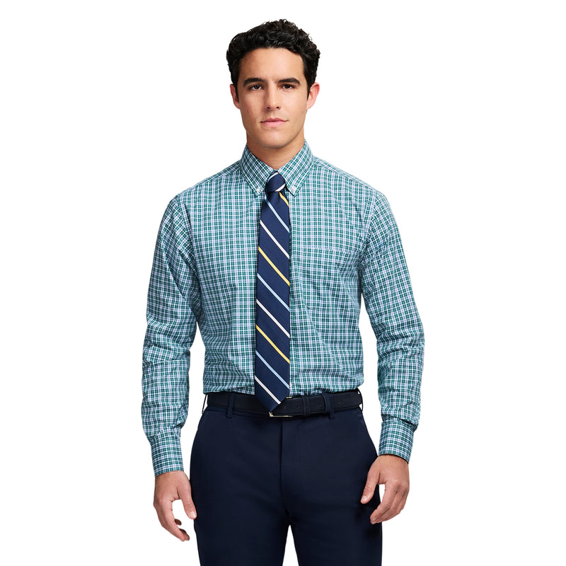 ALL OVER STRETCH BUTTON DOWN DRESS SHIRT - BAYBERRY