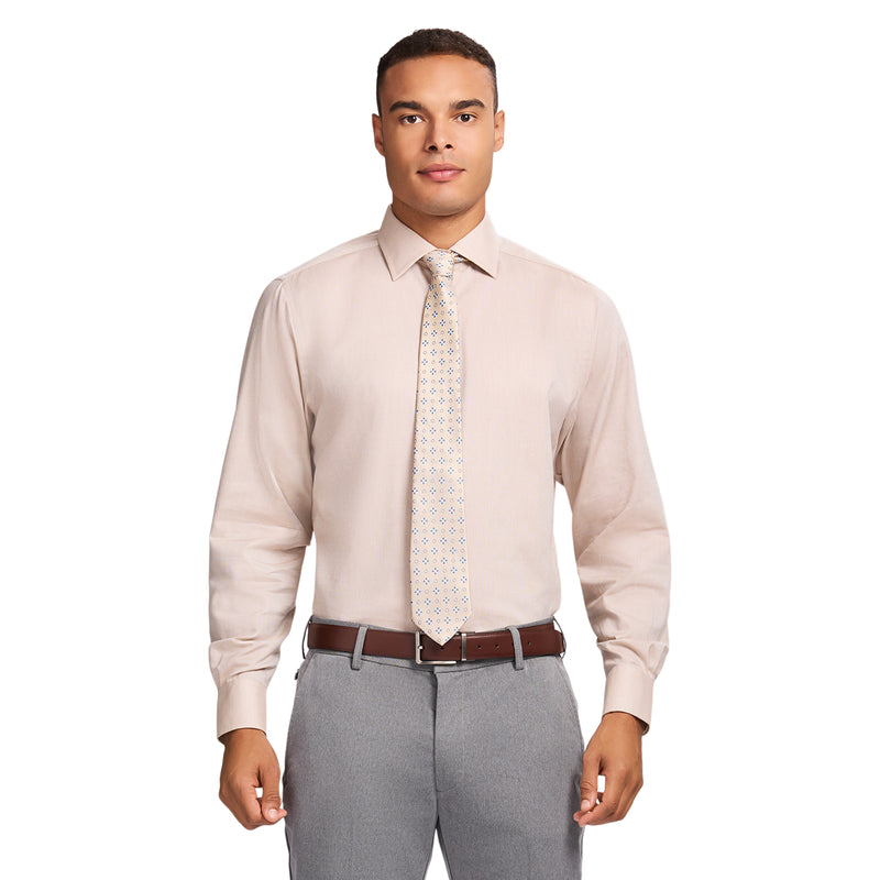 ROYAL TEXTURE BUTTON DOWN DRESS SHIRT - CEDARWOOD KHAKI