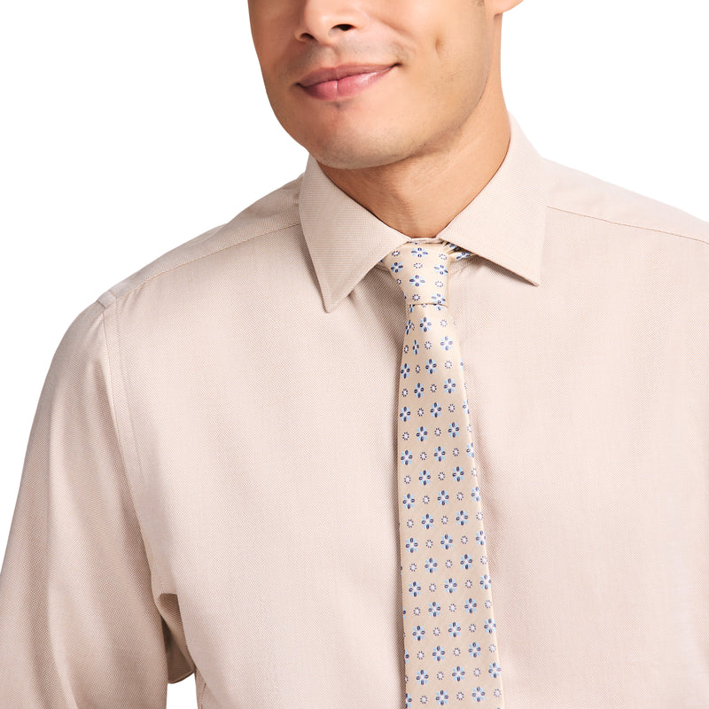 ROYAL TEXTURE BUTTON DOWN DRESS SHIRT - CEDARWOOD KHAKI