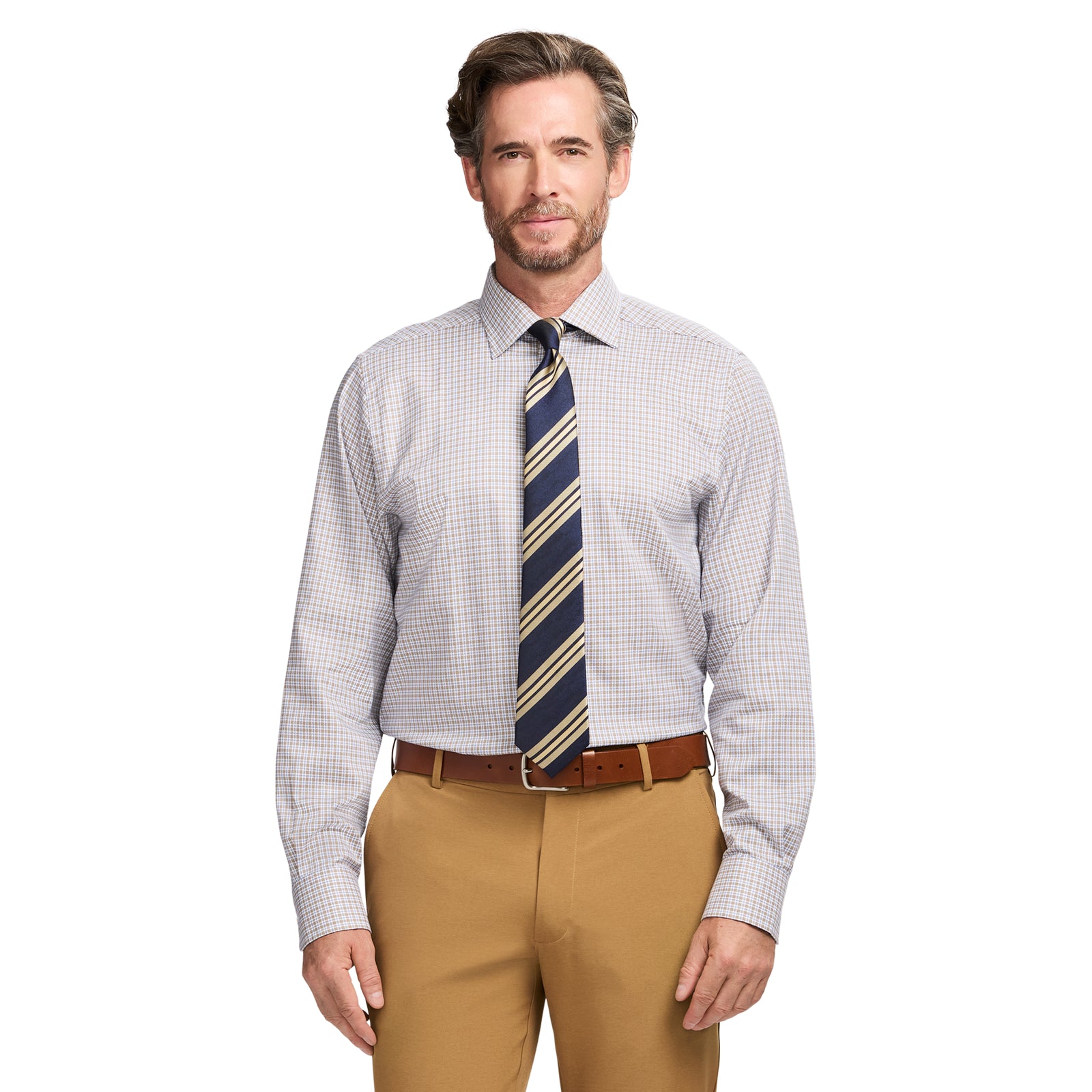 Royal Texture Button Down Dress Shirt - Cedarwood Khaki – IZOD
