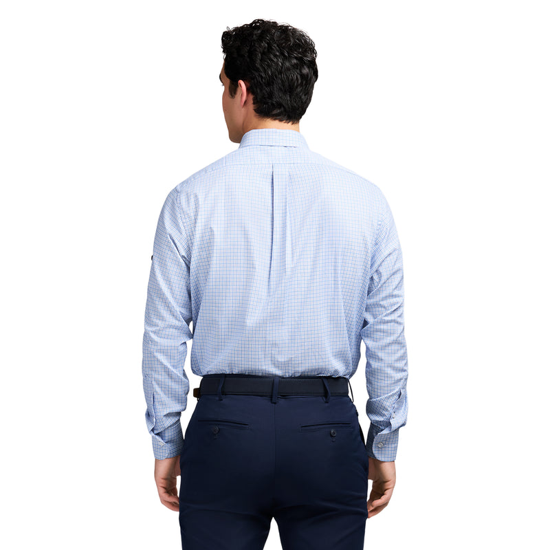 ROYAL TEXTURE BUTTON DOWN DRESS SHIRT - DELLA ROBBIA BLUE