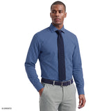 ALL-OVER STRETCH PLAID BUTTON-DOWN DRESS SHIRT - BRIGHT COBALT
