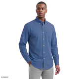 ALL-OVER STRETCH PLAID BUTTON-DOWN DRESS SHIRT - BRIGHT COBALT
