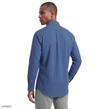 ALL-OVER STRETCH PLAID BUTTON-DOWN DRESS SHIRT - BRIGHT COBALT