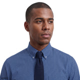 ALL-OVER STRETCH PLAID BUTTON-DOWN DRESS SHIRT - BRIGHT COBALT