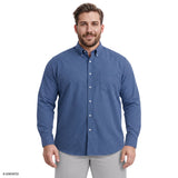 BIG & TALL ALL-OVER STRETCH PLAID BUTTON-DOWN DRESS SHIRT - BRIGHT COBALT