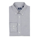 ALL-OVER STRETCH CHECKED BUTTON-DOWN DRESS SHIRT - TRUE NAVY