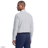 ALL-OVER STRETCH CHECKED BUTTON-DOWN DRESS SHIRT - TRUE NAVY