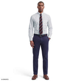 ALL-OVER STRETCH CHECKED BUTTON-DOWN DRESS SHIRT - TRUE NAVY