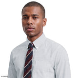 ALL-OVER STRETCH CHECKED BUTTON-DOWN DRESS SHIRT - TRUE NAVY