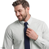 BIG & TALL ALL-OVER STRETCH PLAID BUTTON-DOWN DRESS SHIRT - OIL BLUE