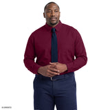 BIG & TALL ALL-OVER STRETCH BUTTON-DOWN DRESS SHIRT - GRAPE WINE