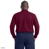 BIG & TALL ALL-OVER STRETCH BUTTON-DOWN DRESS SHIRT - GRAPE WINE