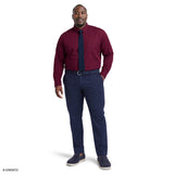 BIG & TALL ALL-OVER STRETCH BUTTON-DOWN DRESS SHIRT - GRAPE WINE