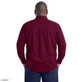 BIG & TALL ALL-OVER STRETCH BUTTON-DOWN DRESS SHIRT - GRAPE WINE