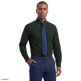 ALL-OVER STRETCH TARTAN BUTTON-DOWN DRESS SHIRT - NAVY BLAZER