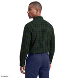 ALL-OVER STRETCH TARTAN BUTTON-DOWN DRESS SHIRT - NAVY BLAZER