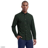 ALL-OVER STRETCH TARTAN BUTTON-DOWN DRESS SHIRT - NAVY BLAZER