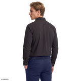 ALL-OVER STRETCH TARTAN BUTTON-DOWN DRESS SHIRT - MEDIEVAL BLUE