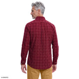 ALL-OVER STRETCH TARTAN BUTTON-DOWN DRESS SHIRT - RHUBARB