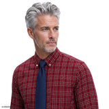 ALL-OVER STRETCH TARTAN BUTTON-DOWN DRESS SHIRT - RHUBARB