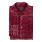 ALL-OVER STRETCH TARTAN BUTTON-DOWN DRESS SHIRT - RHUBARB